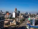 Aerial view of high-rise buildings on a sunny day in Nairobi.