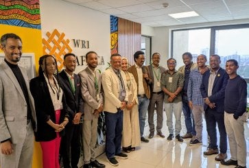 Graduates at the Addas Ababa University present their thesis papers to technical experts.