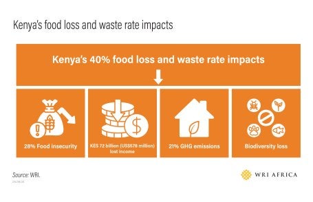 Kenya's food loss and waste rate impacts.