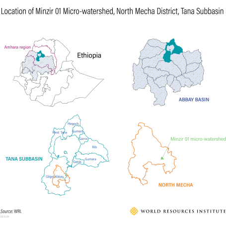 Map showing the location of the Minzir 01 micro-watershed in northern Ethiopia.