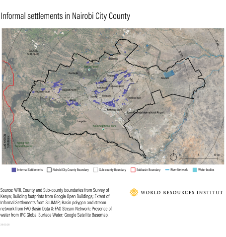 Map of informal settlements in Nairobi.