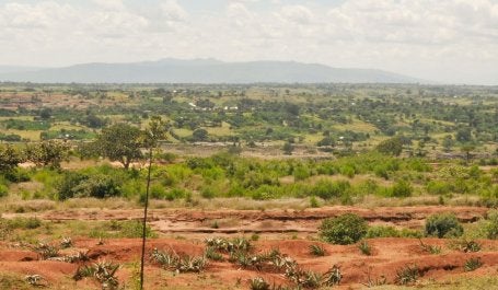 A degraded landscape in Ethiopia under a cloudy sky.