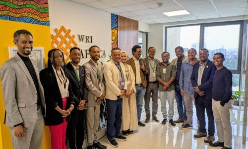 Graduates at the Addas Ababa University present their thesis papers to technical experts.