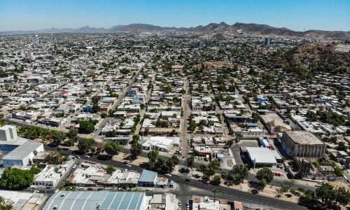 High Angle View Of Townscape of Hermosillo, Mexico, Against Clear Sky