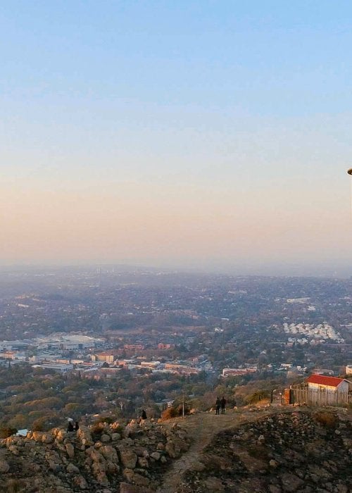 Water tower on hill in Johannesburg, South Africa.