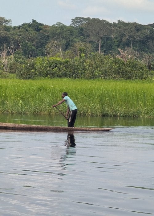 Man canoeing.